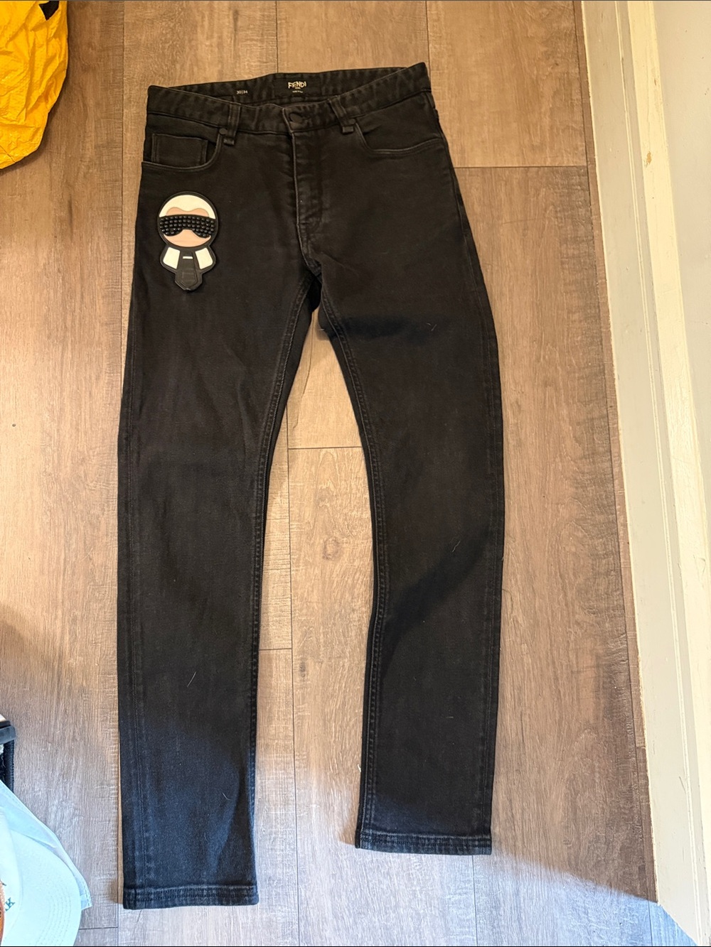Fendi Slim Black women’s Jeans with Patch Detail